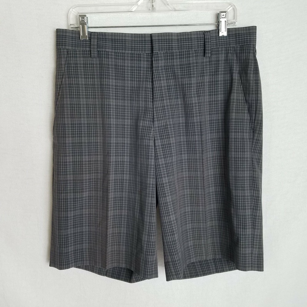 Nike Tiger Woods Collection Grey Plaid‎ Flat Front Golf Shorts Size 32